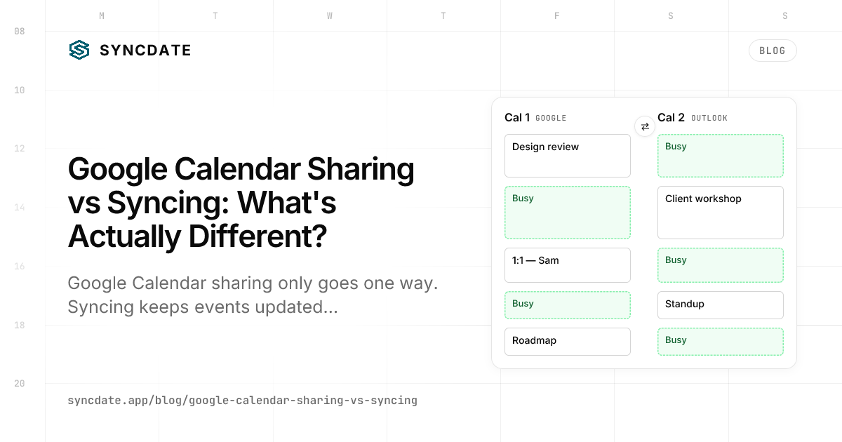 Google Calendar Sharing vs Syncing: What's Actually Different?