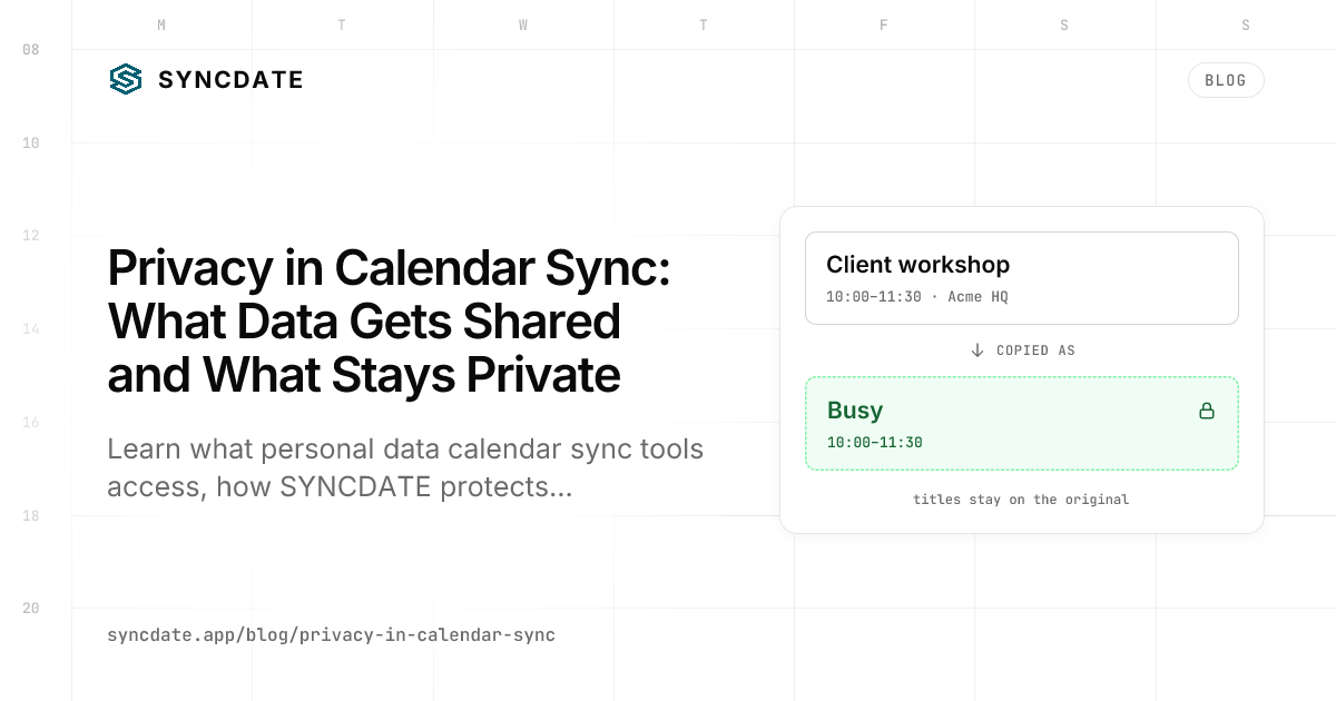 Privacy in Calendar Sync: What Data Gets Shared and What Stays Private