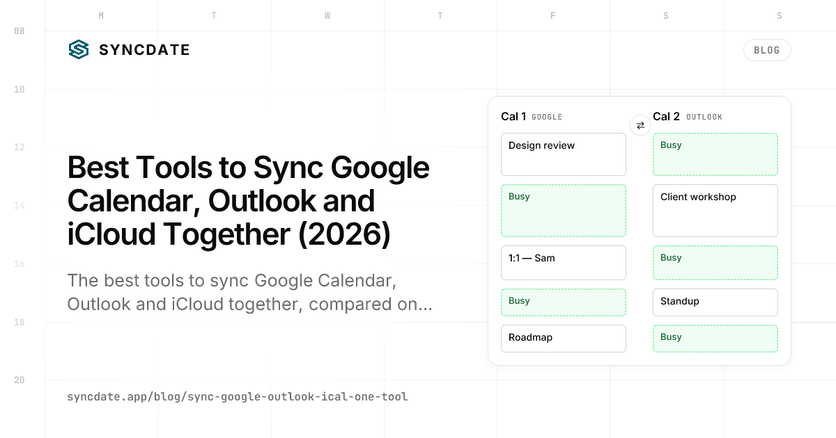 Best Tools to Sync Google Calendar, Outlook and iCloud Together (2026)