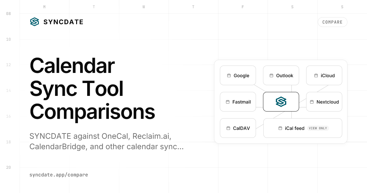 Compare Calendar Sync Tools — SYNCDATE vs Others | SYNCDATE